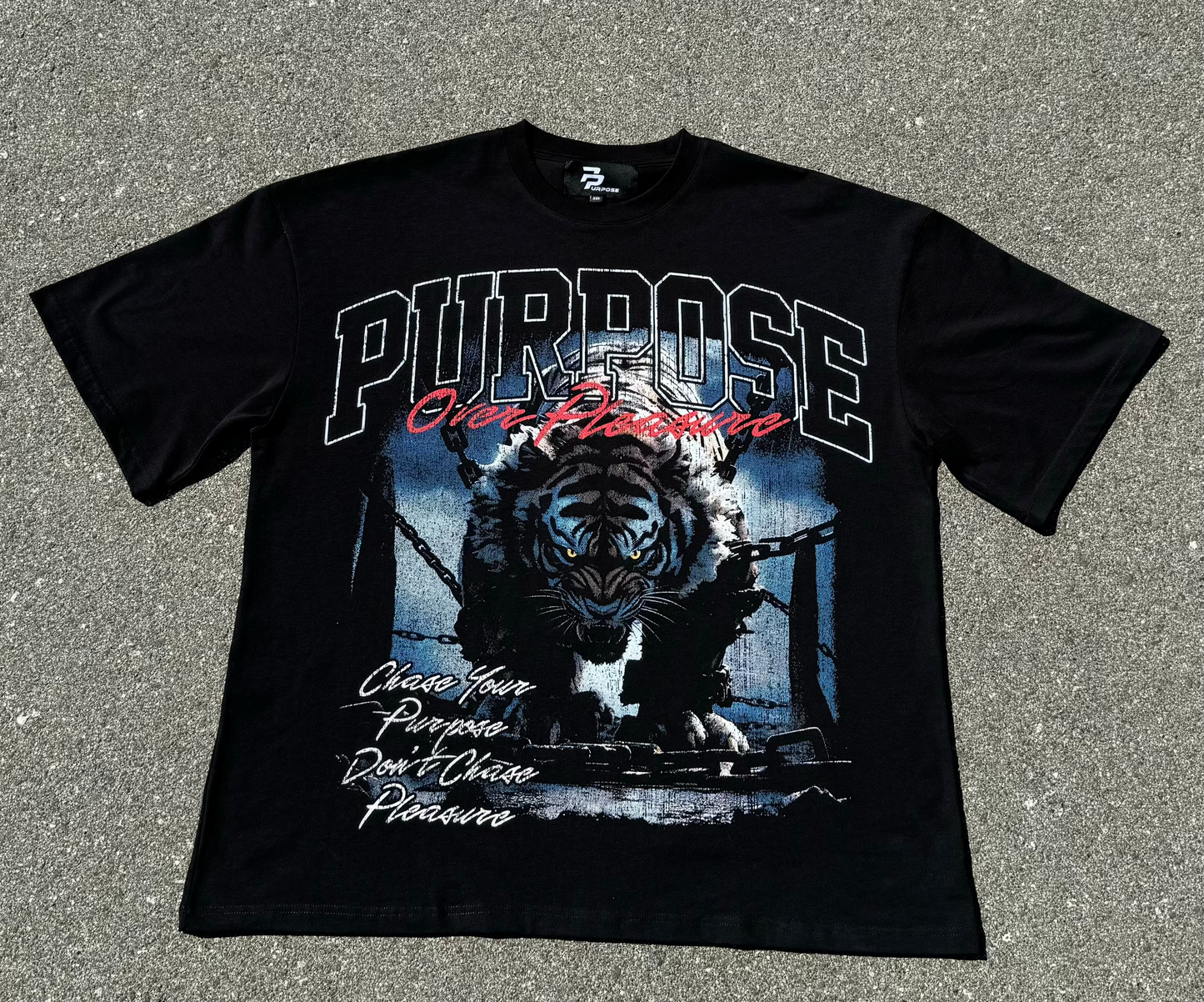 "Chase Your Purpose" Oversized Shirt In Black